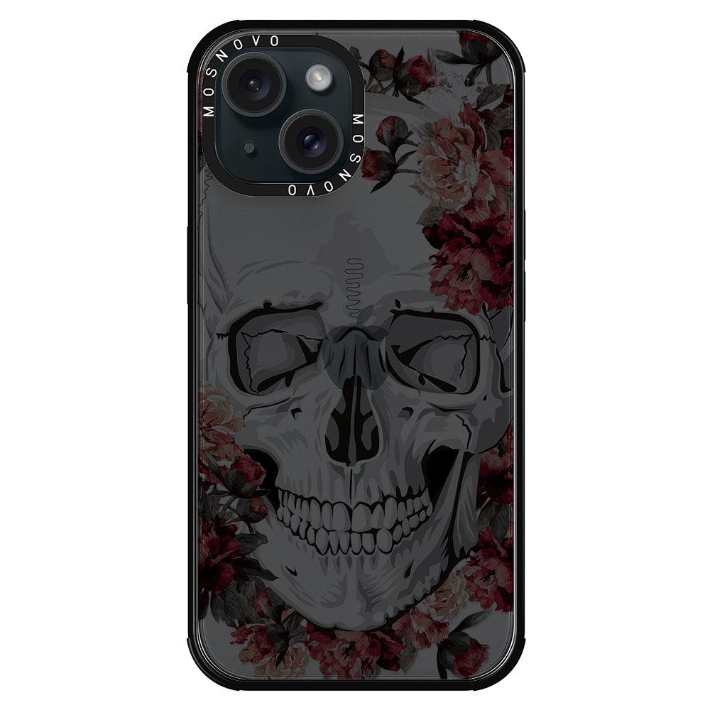 Red Flower Skull Phone Case - iPhone 15 Case - MOSNOVO