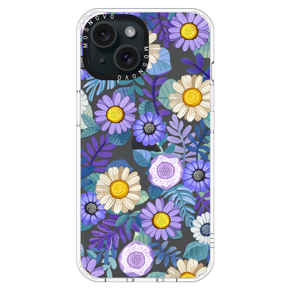 Purple Floral Phone Case - iPhone 15 Case - MOSNOVO