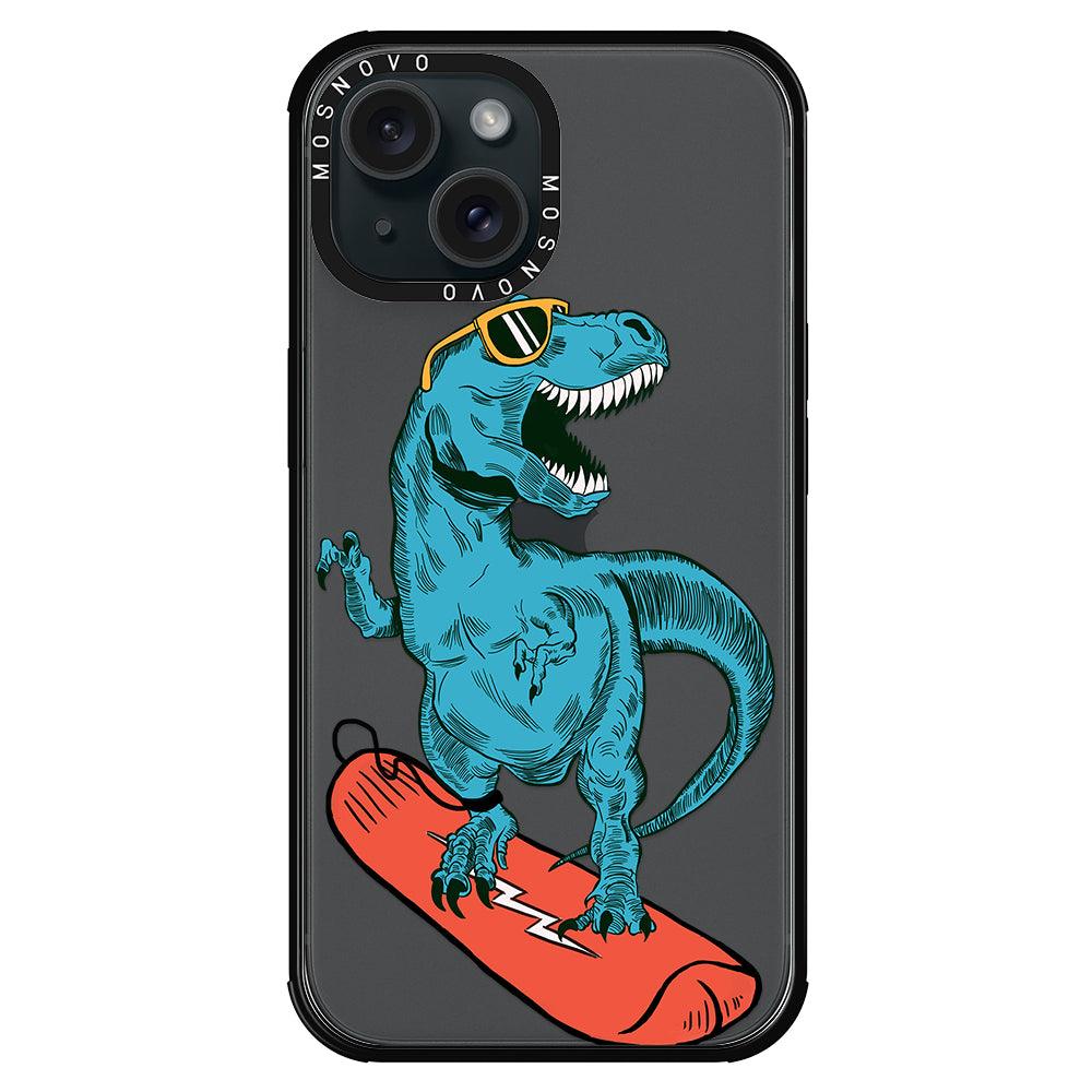 Surfing Dinosaur Phone Case - iPhone 15 Plus Case - MOSNOVO