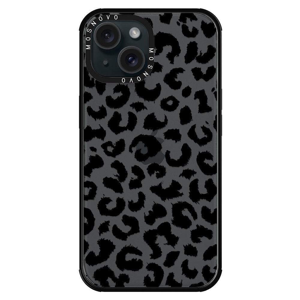 Black Leopard Phone Case - iPhone 15 Plus Case - MOSNOVO