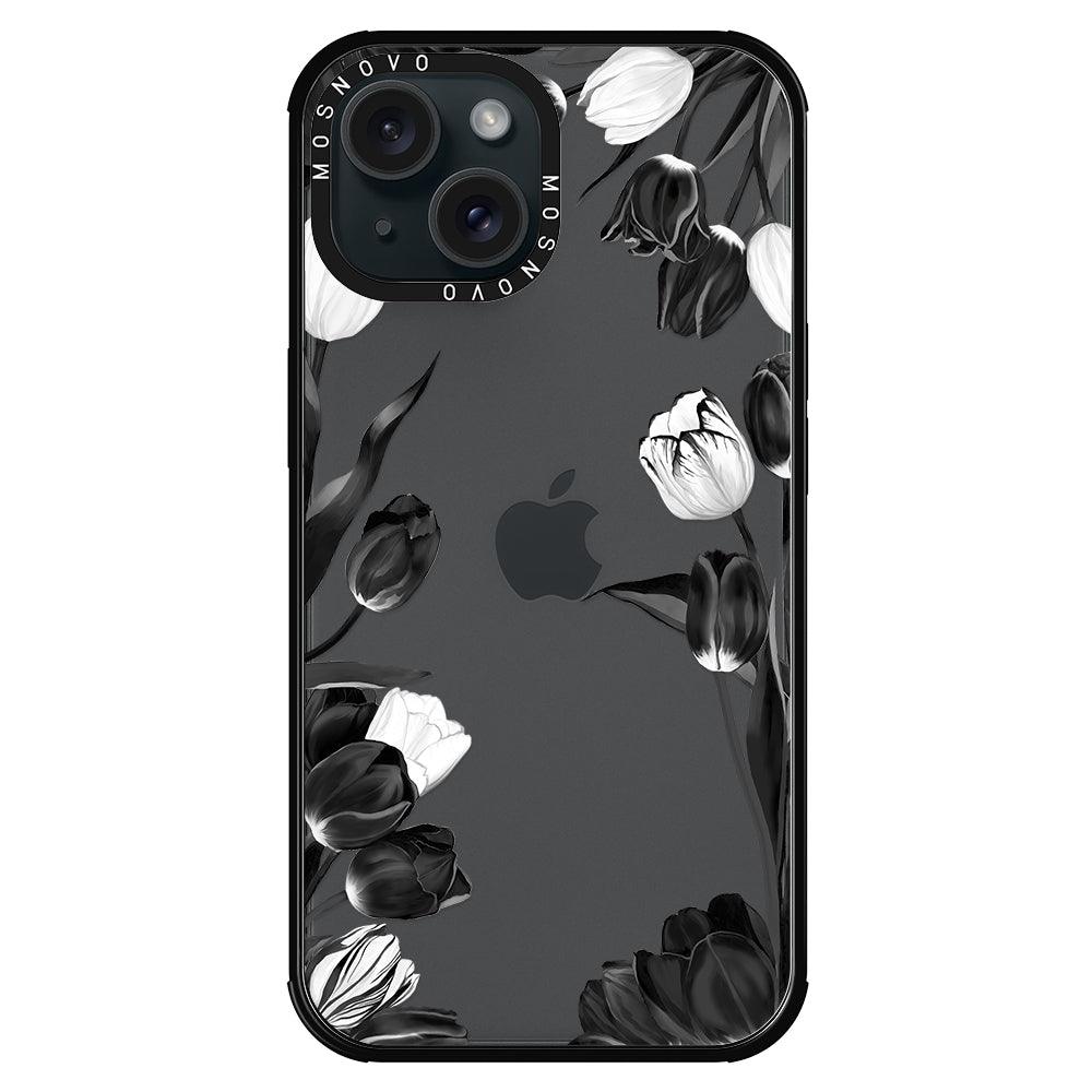 Black Tulips Phone Case - iPhone 15 Plus Case - MOSNOVO