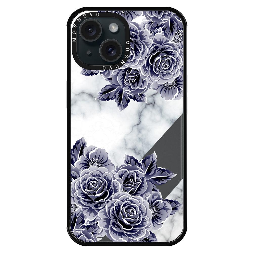 Marble with Purple Flowers Phone Case - iPhone 15 Plus Case - MOSNOVO