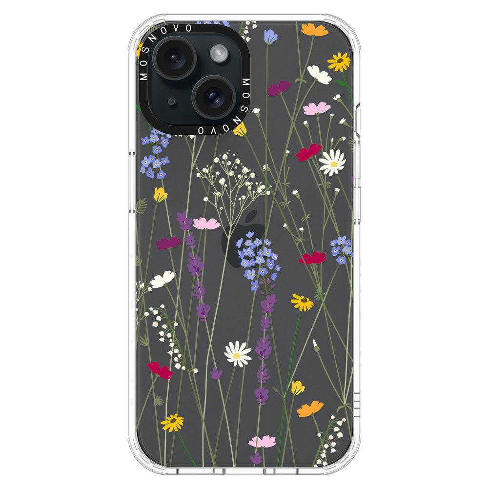 Floral Garden Lavender Daisy Flower Phone Case - iPhone 15 Plus Case - MOSNOVO