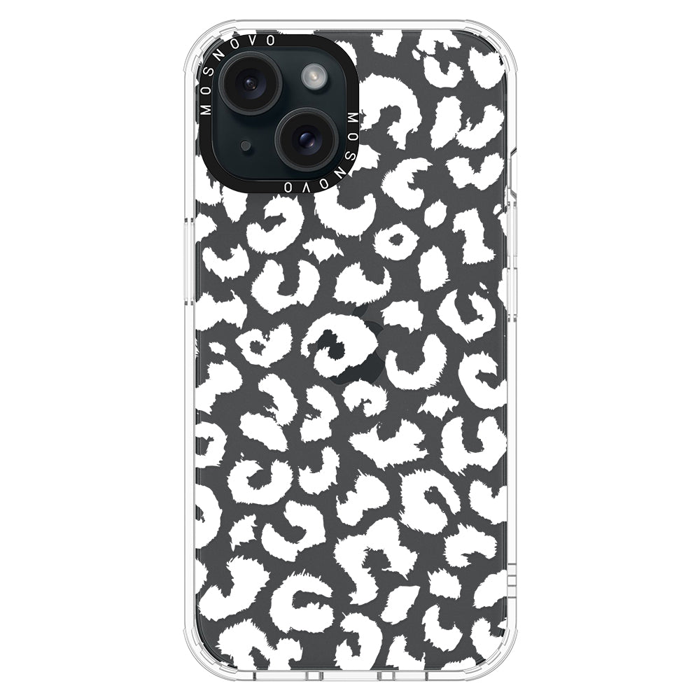 White Leopard Phone Case - iPhone 15 Plus Case - MOSNOVO