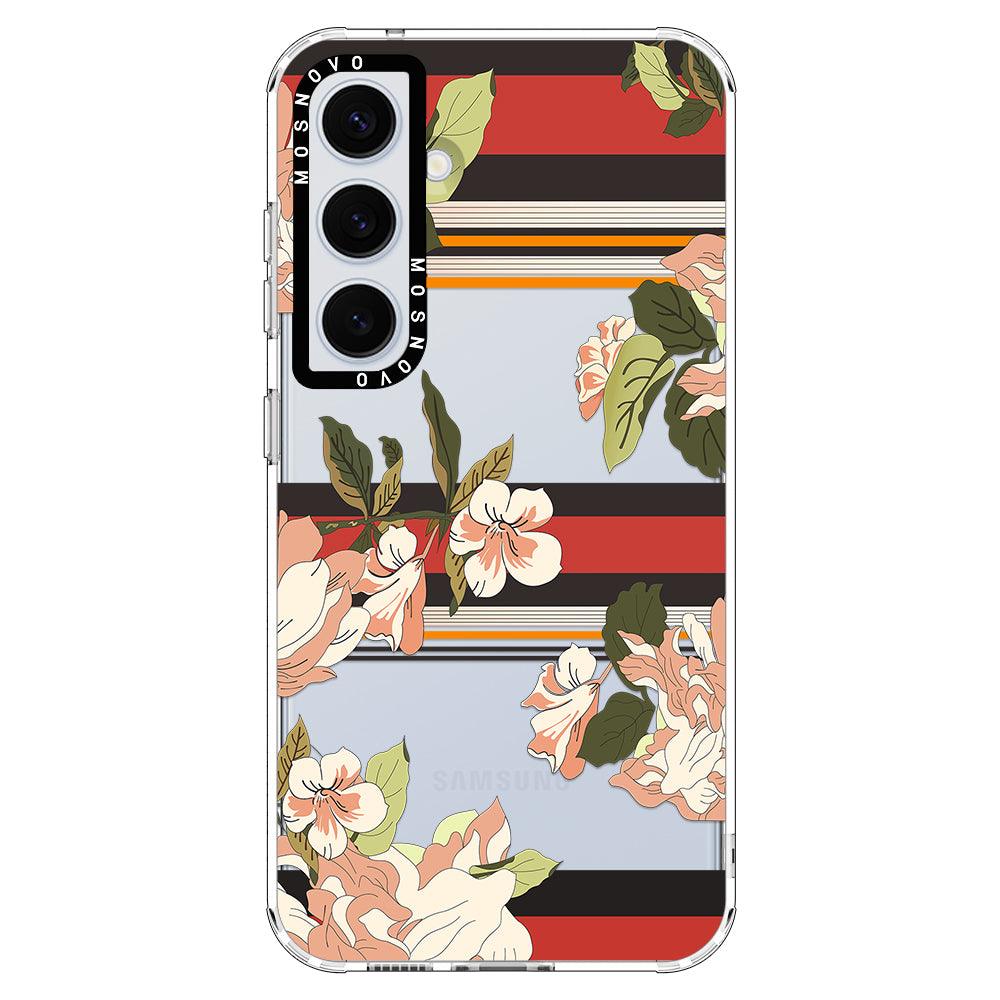 Classic Stripes Floral Phone Case - Samsung Galaxy S24 Case - MOSNOVO