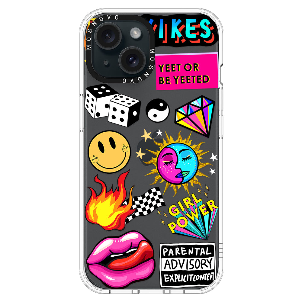 Funky Stickers Phone Case - iPhone 15 Case - MOSNOVO