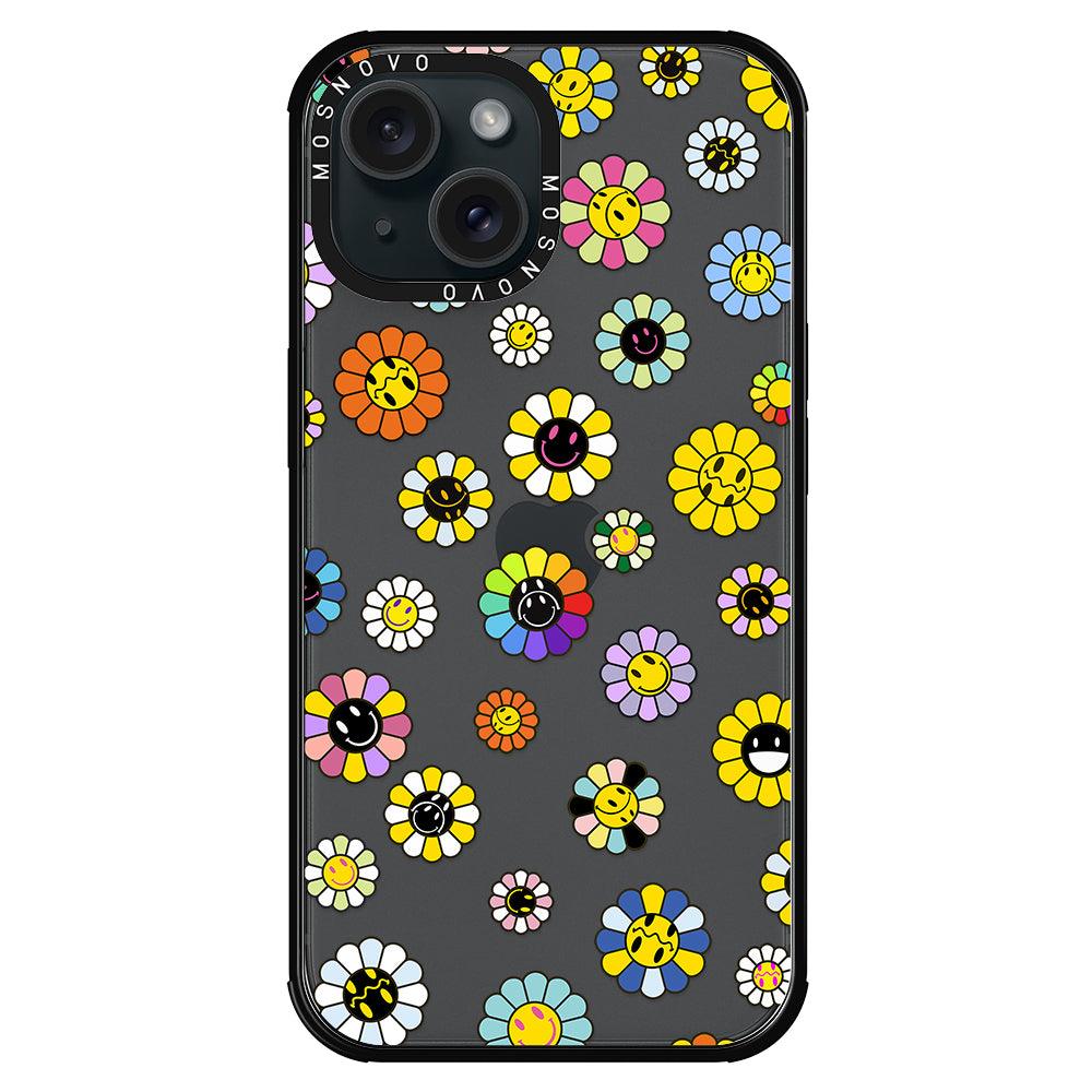 Flower Smiley Face Phone Case - iPhone 15 Plus Case - MOSNOVO