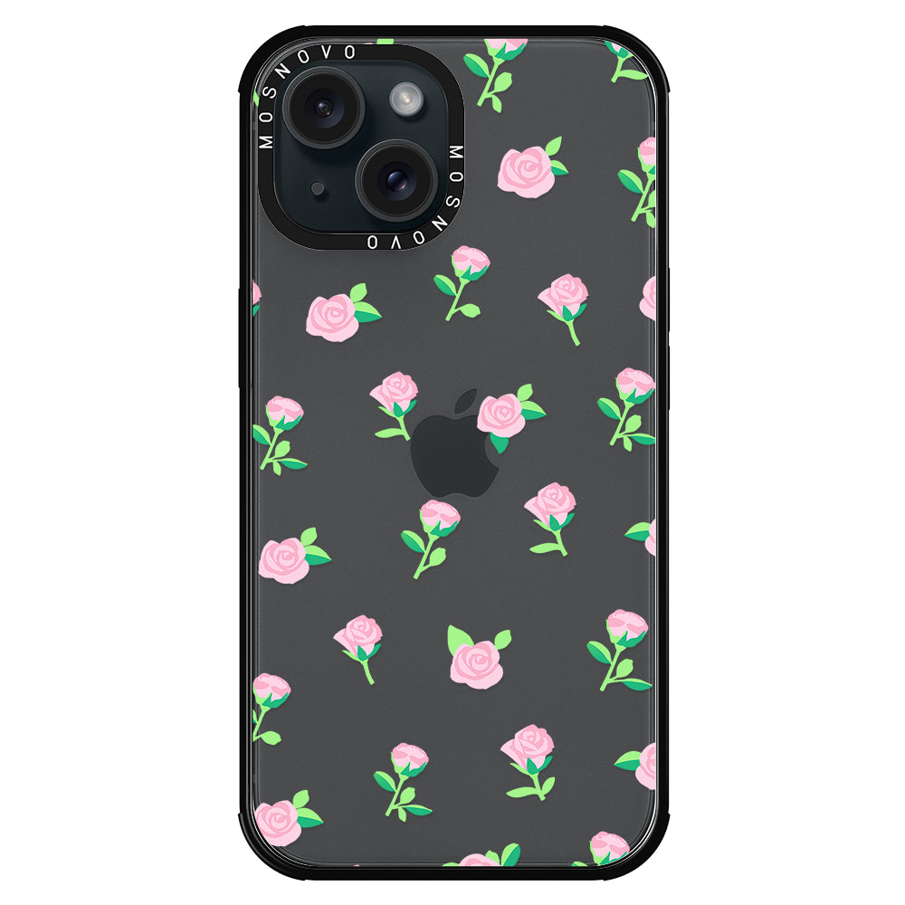 Pink Rose Floral Phone Case - iPhone 15 Plus Case - MOSNOVO