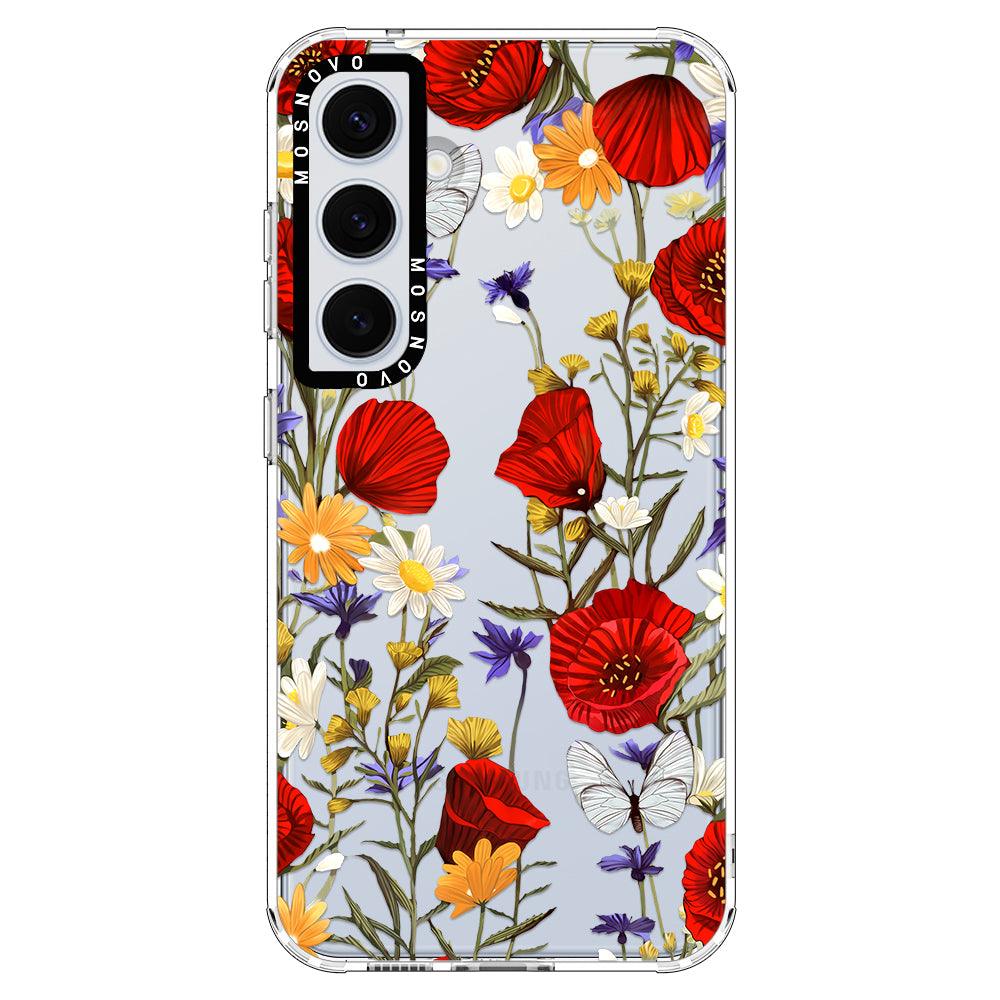 Poppy Floral Phone Case - Samsung Galaxy S24 Case - MOSNOVO