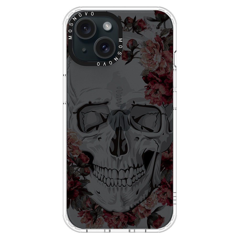 Red Flower Skull Phone Case - iPhone 15 Case - MOSNOVO