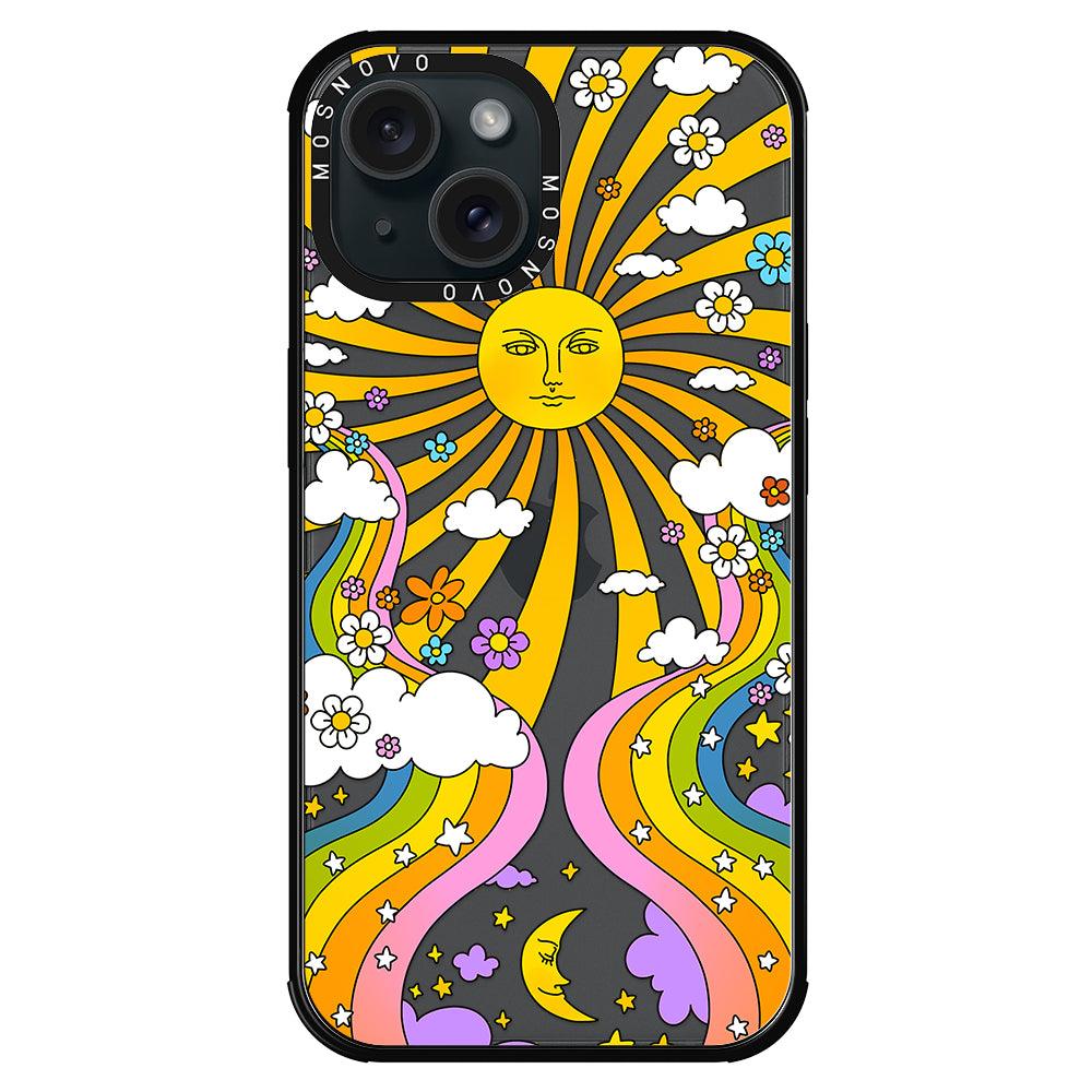 Rainbow Sun and Moon Phone Case - iPhone 15 Case - MOSNOVO