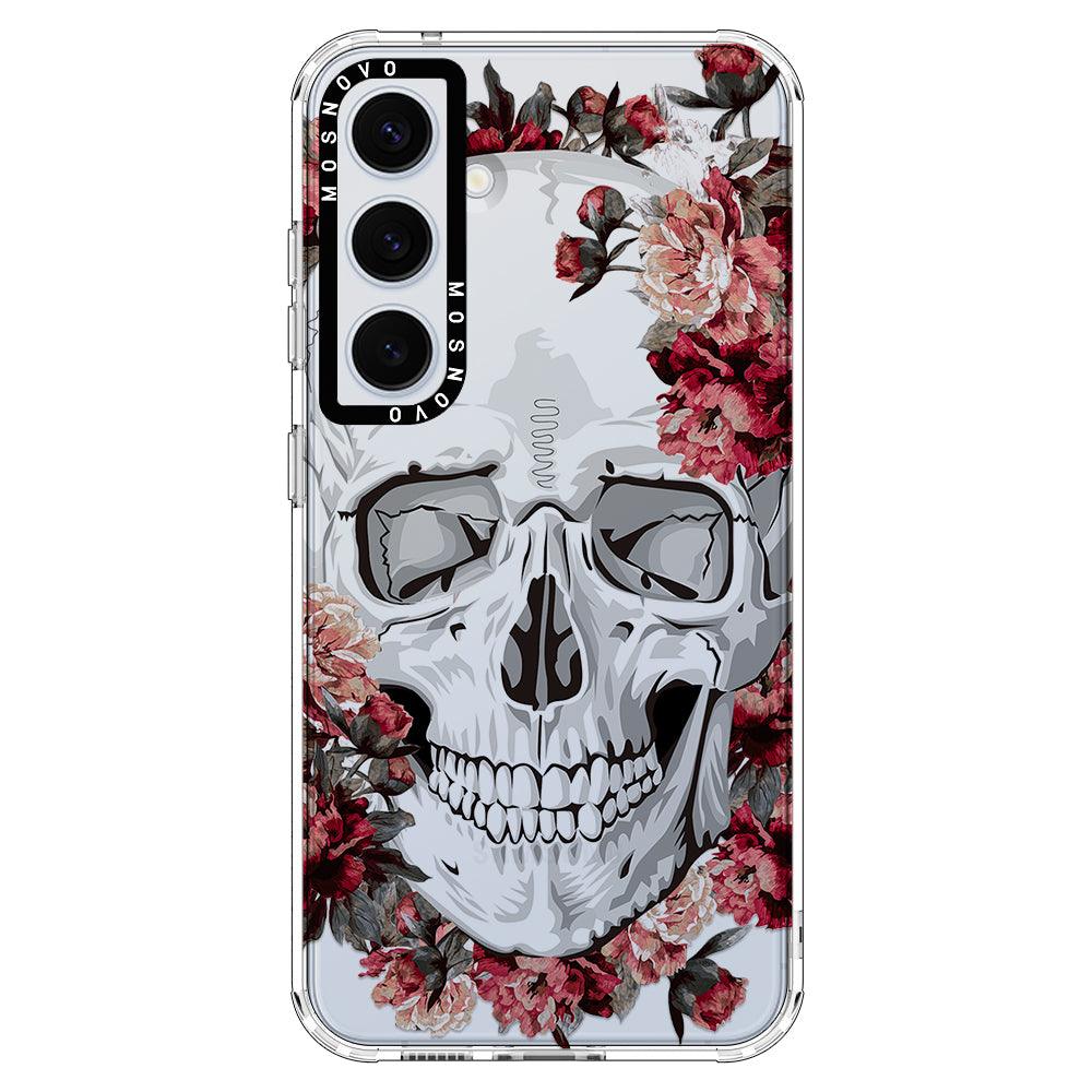 Red Flower Skull Phone Case - Samsung Galaxy S24 Case - MOSNOVO