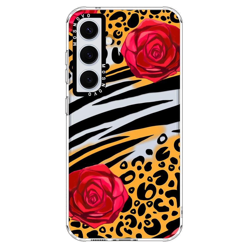 Wild Floral Leopard Phone Case - Samsung Galaxy S24 Case - MOSNOVO