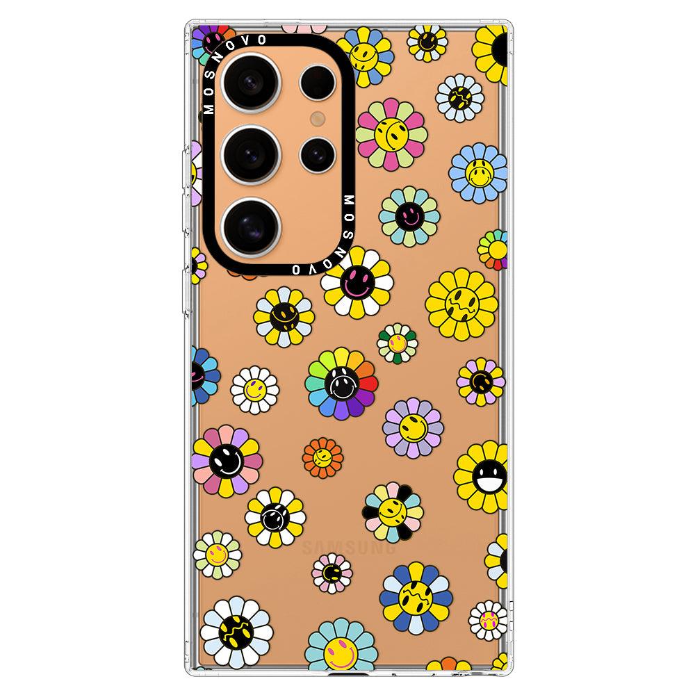 Flower Smiley Face Phone Case - Samsung Galaxy S24 Ultra Case - MOSNOVO