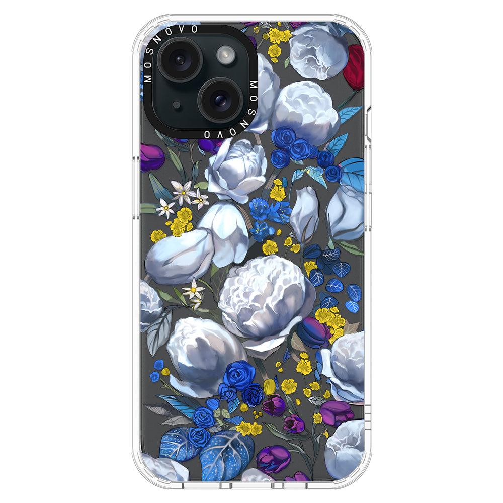 Purple Blue Floral Phone Case - iPhone 15 Case - MOSNOVO