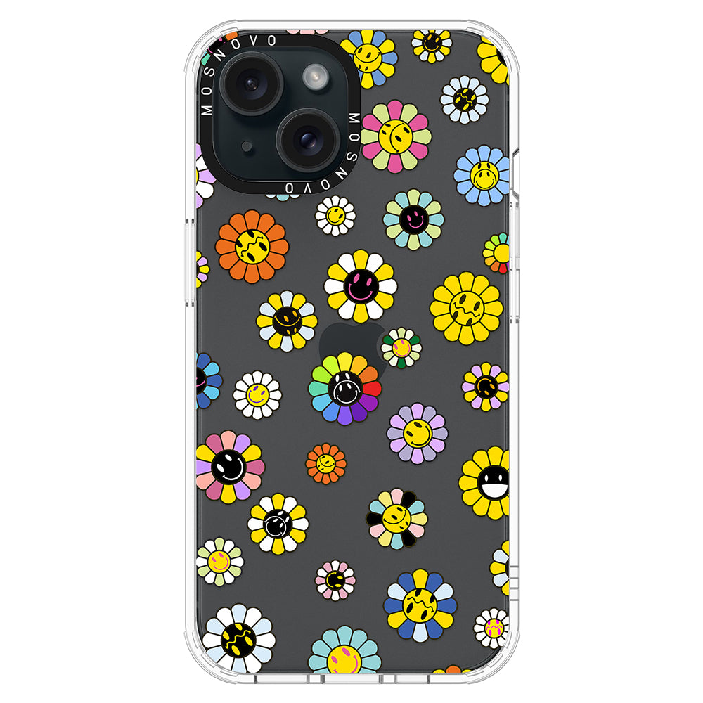 Flower Smiley Face Phone Case - iPhone 15 Case - MOSNOVO