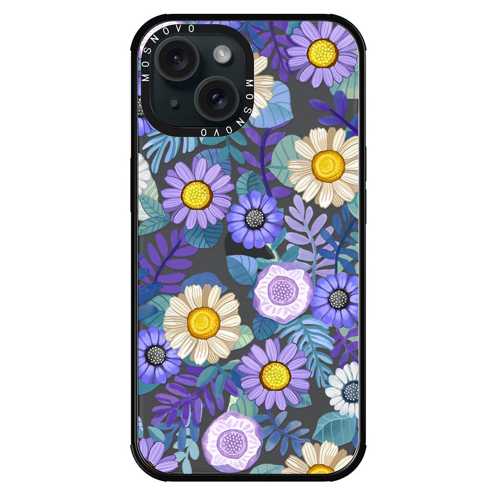 Purple Floral Phone Case - iPhone 15 Case - MOSNOVO