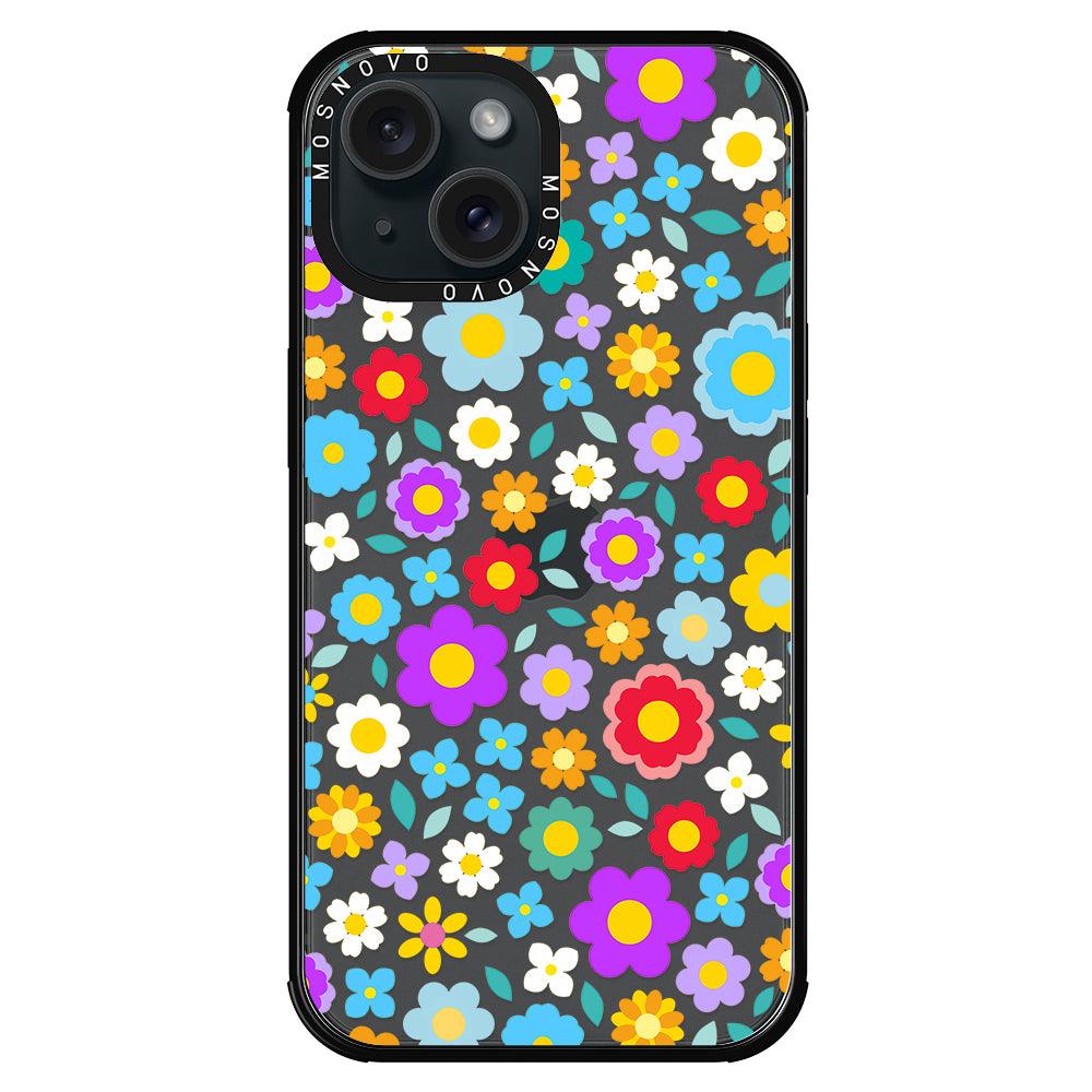 Retro Flower Phone Case - iPhone 15 Plus Case - MOSNOVO