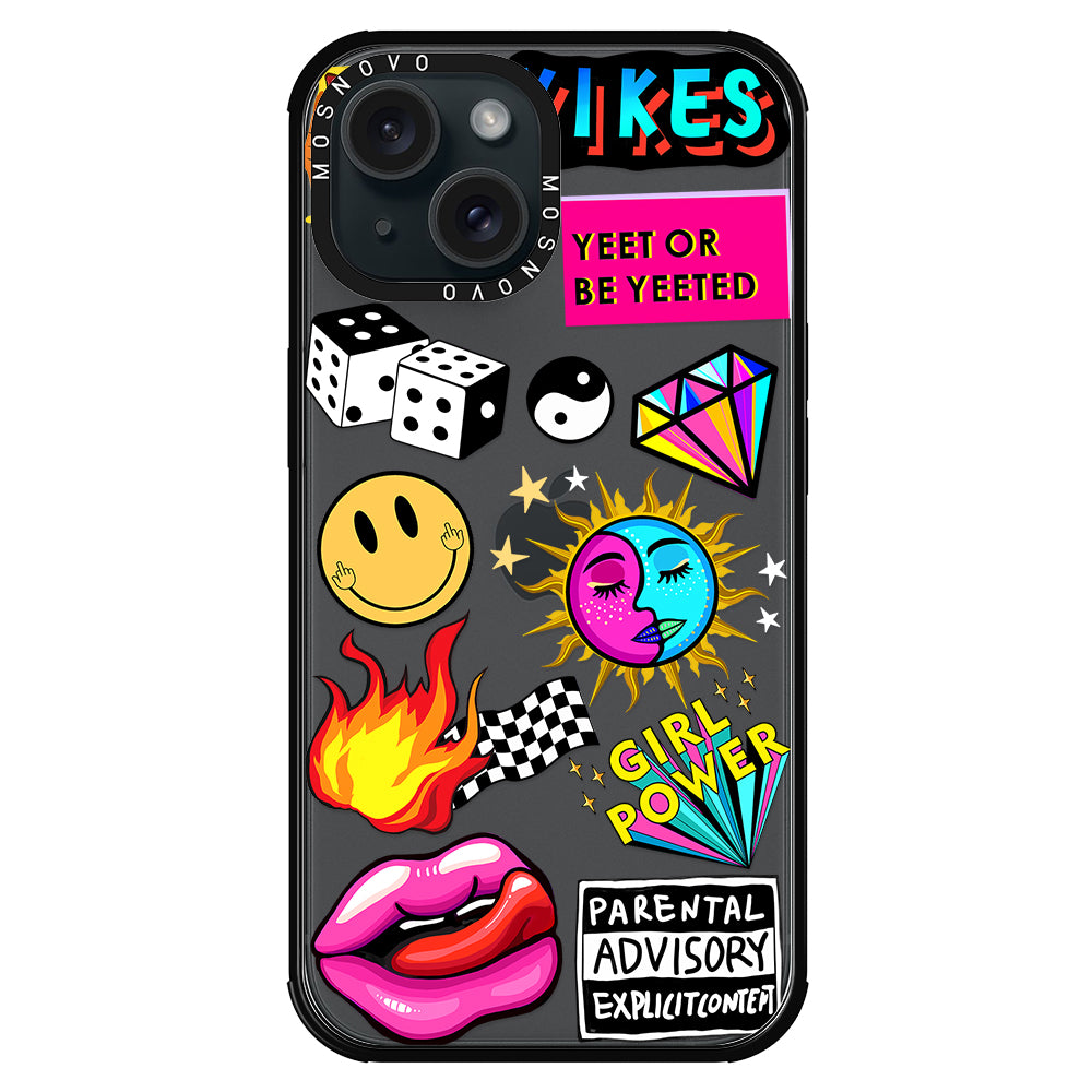 Funky Stickers Phone Case - iPhone 15 Case - MOSNOVO