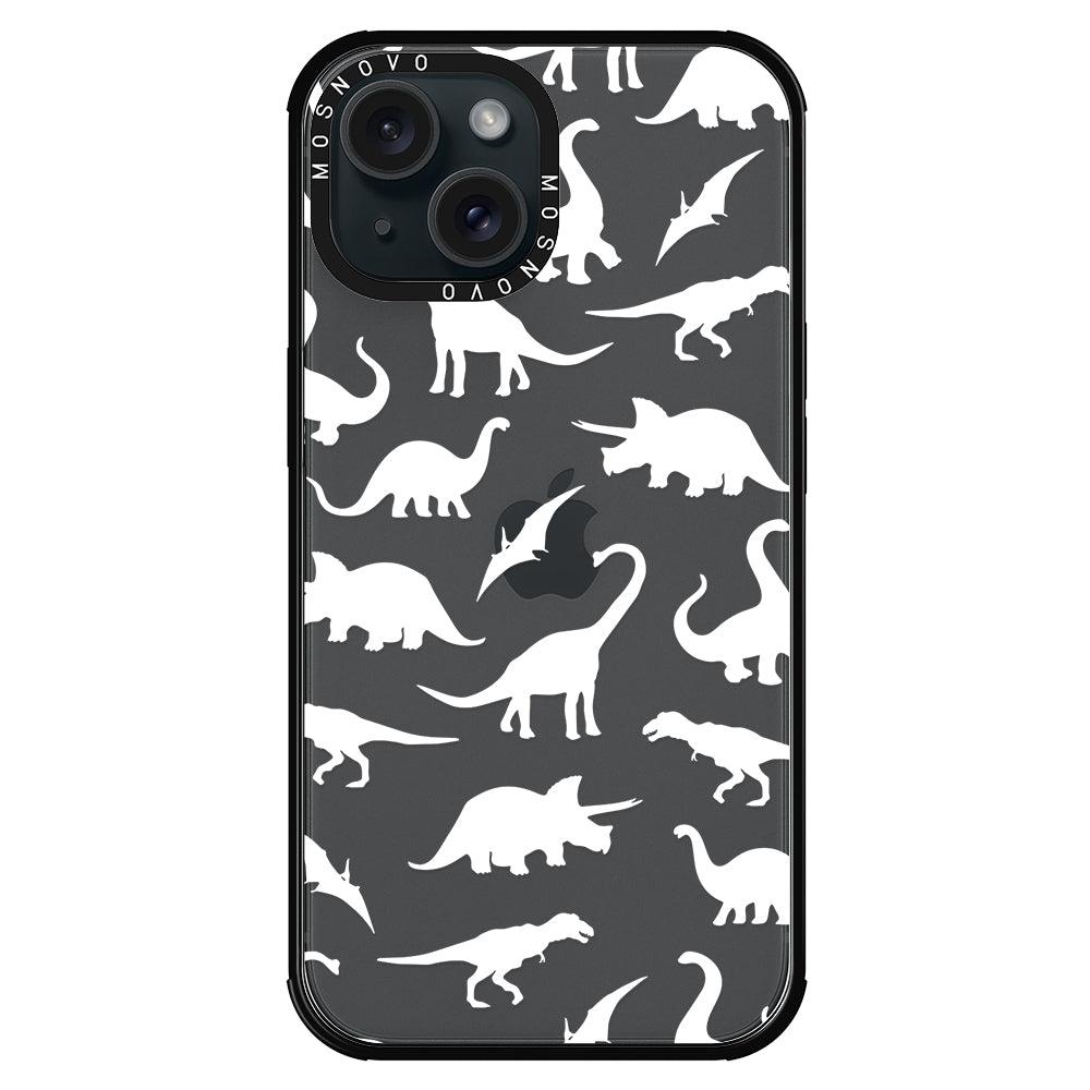 White Dinosaur Phone Case - iPhone 15 Plus Case - MOSNOVO