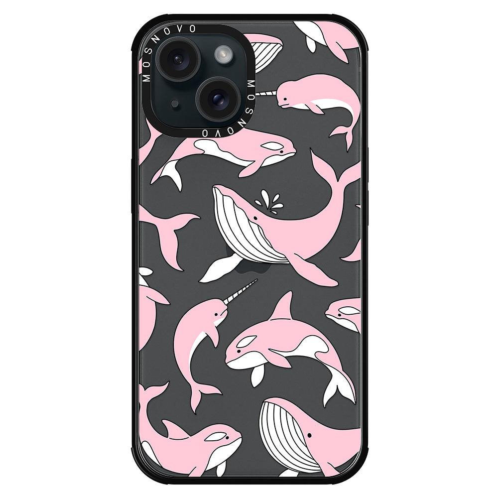 Pink Whales Phone Case - iPhone 15 Plus Case - MOSNOVO