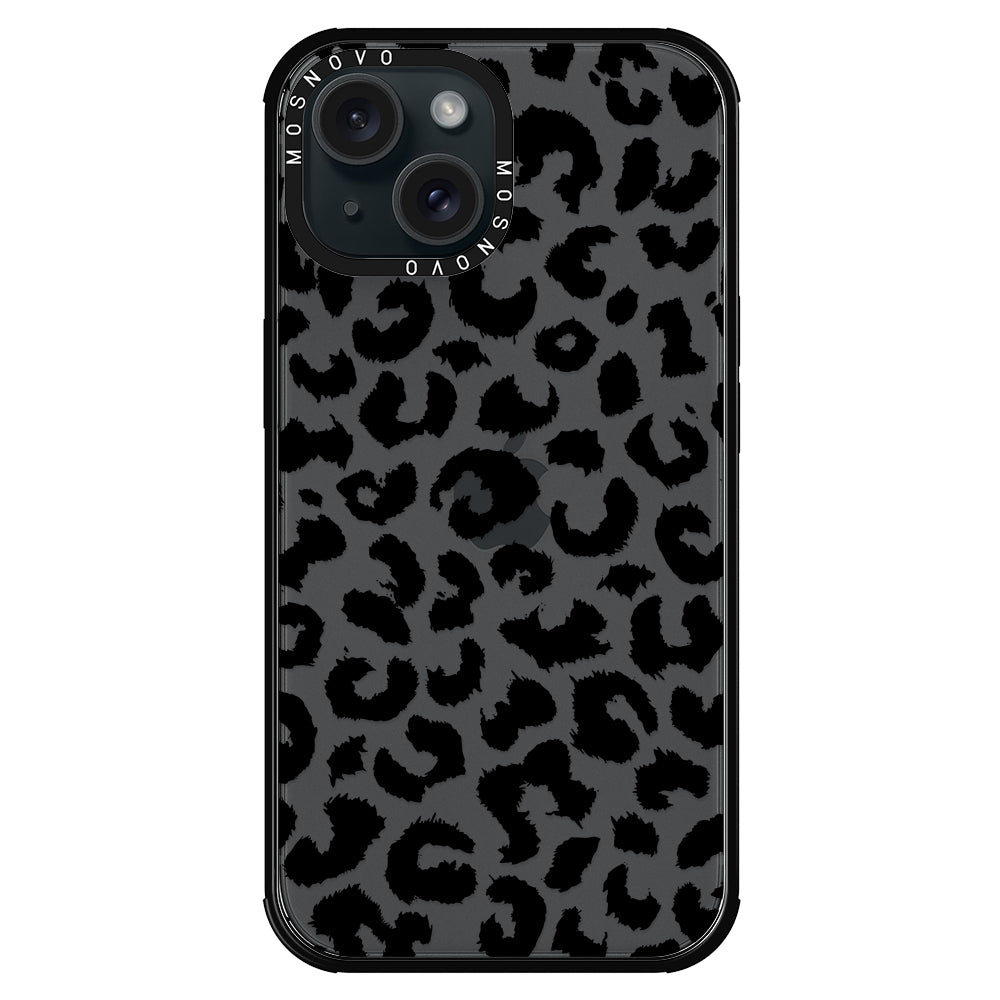 Black Leopard Phone Case - iPhone 15 Case - MOSNOVO