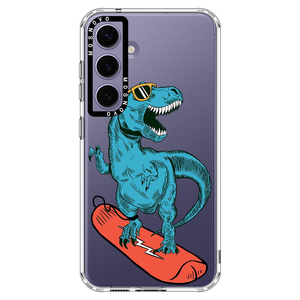 Surfing Dinosaur Phone Case - Samsung Galaxy S24 Plus Case - MOSNOVO