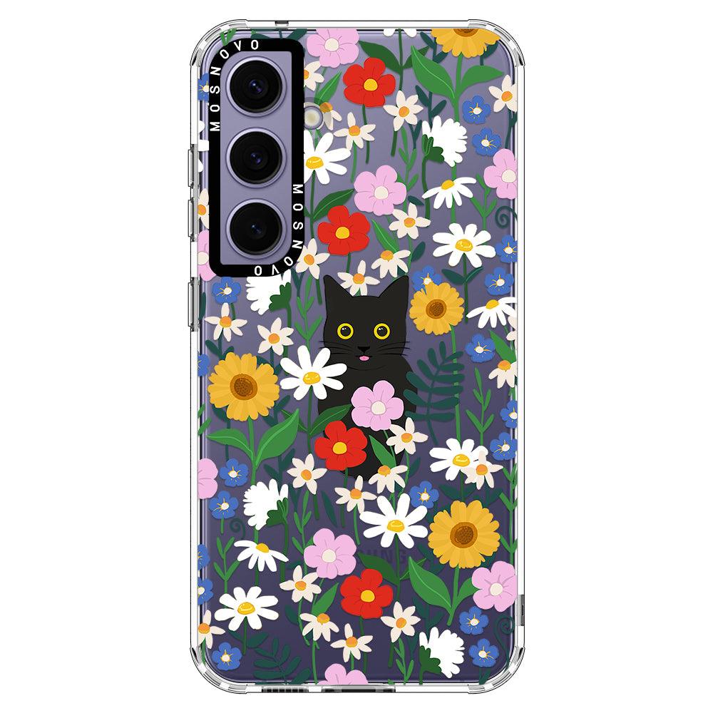 Black Cat in Garden Phone Case - Samsung Galaxy S24 Plus Case - MOSNOVO