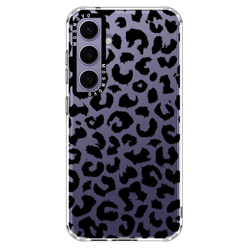 Black Leopard Print Phone Case - Samsung Galaxy S24 Plus Case - MOSNOVO