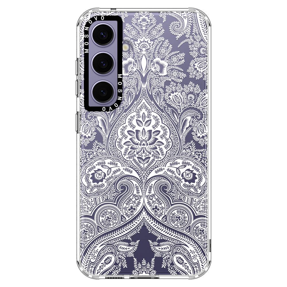 White Damask Phone Case - Samsung Galaxy S24 Plus Case - MOSNOVO