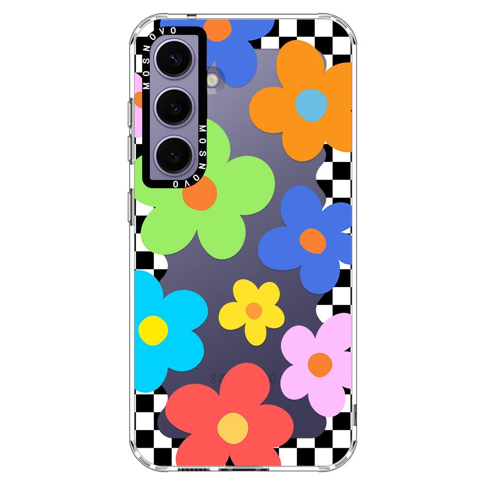 60's Checkered Floral Phone Case - Samsung Galaxy S24 Case