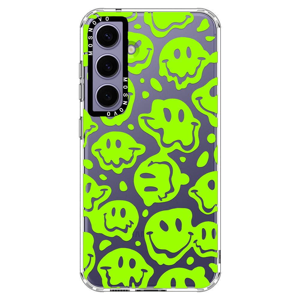 Distorted Green Smiles Face Phone Case - Samsung Galaxy S24 Plus Case - MOSNOVO