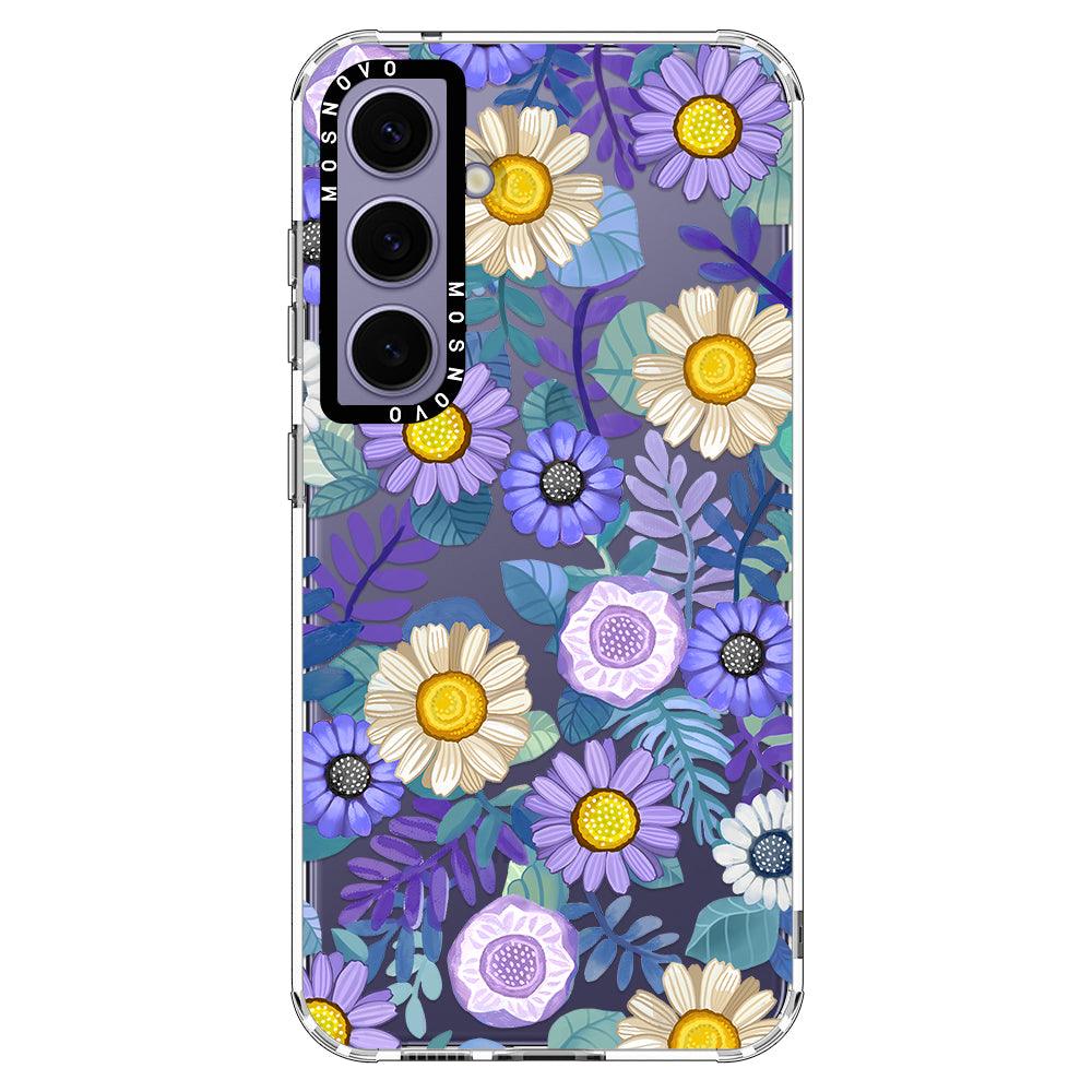 Purple Floral Phone Case - Samsung Galaxy S24 Plus Case - MOSNOVO