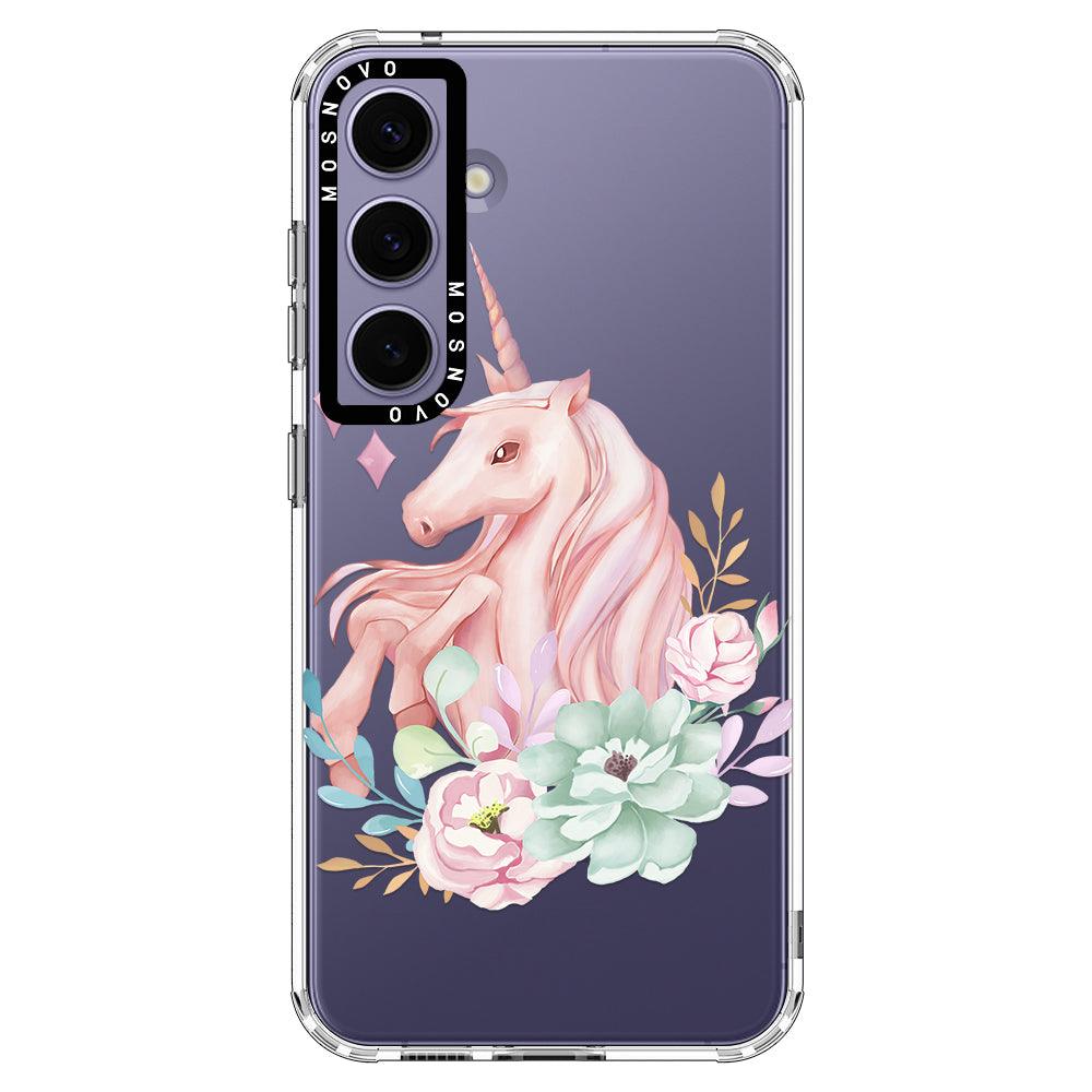 Pastel Flower Unicorn Phone Case - Samsung Galaxy S24 Plus Case - MOSNOVO