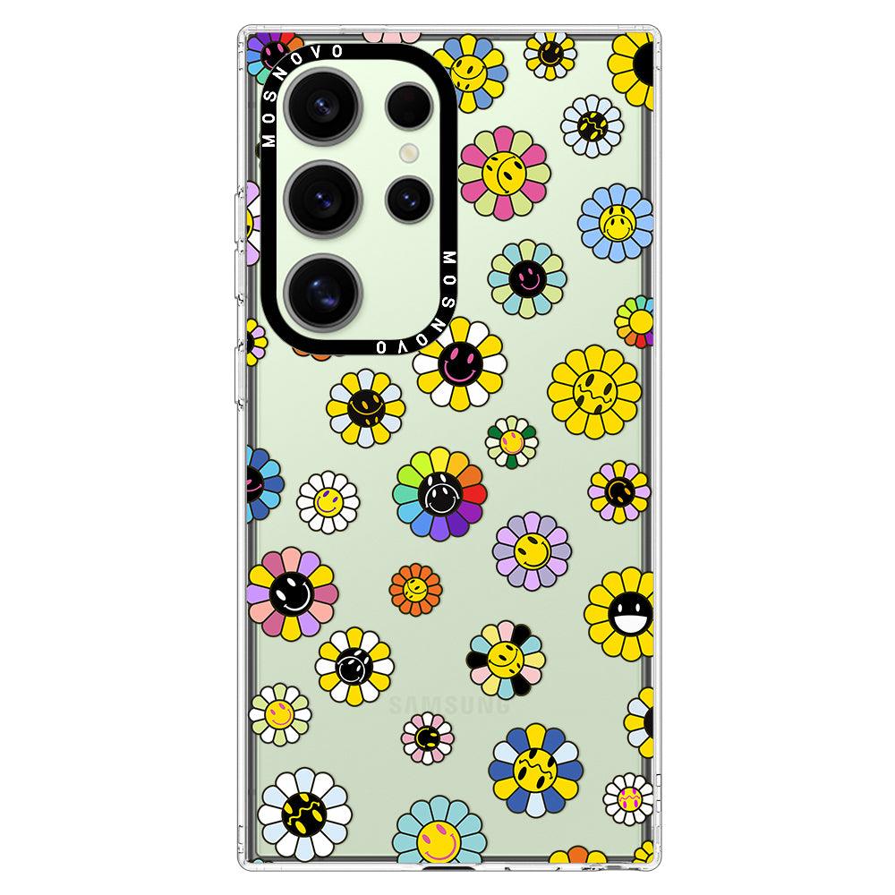 Flower Smiley Face Phone Case - Samsung Galaxy S24 Ultra Case - MOSNOVO