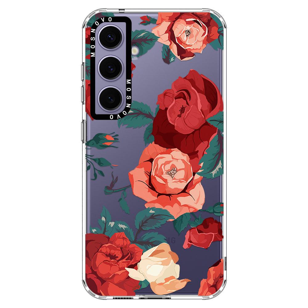 Vintage Red Rose Phone Case - Samsung Galaxy S24 Case - MOSNOVO