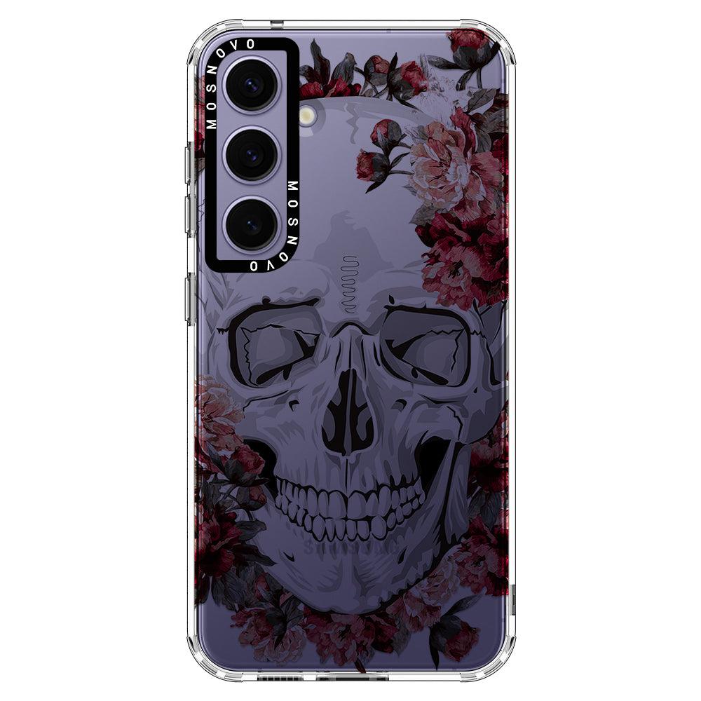 Red Flower Skull Phone Case - Samsung Galaxy S24 Plus Case - MOSNOVO