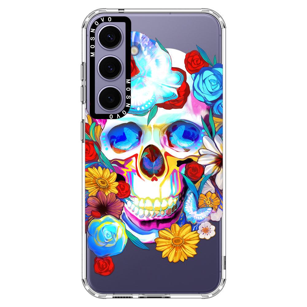 Sugar Flower Skull Phone Case - Samsung Galaxy S24 Case - MOSNOVO