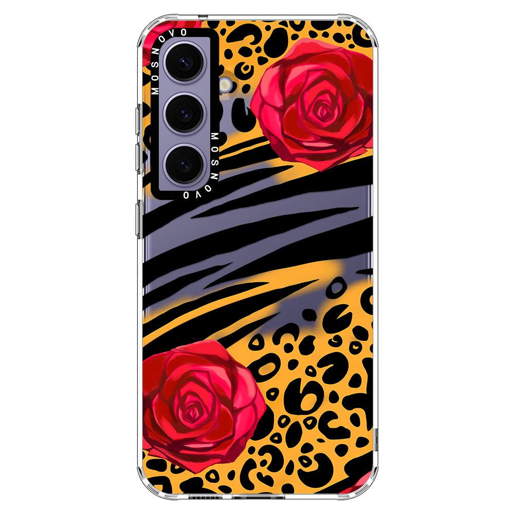 Wild Floral Leopard Phone Case - Samsung Galaxy S24 Case - MOSNOVO