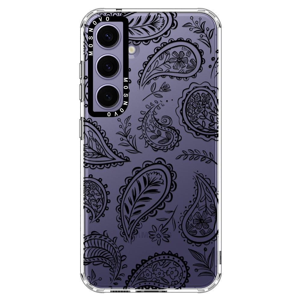 Black Paisley Phone Case - Samsung Galaxy S24 Case - MOSNOVO