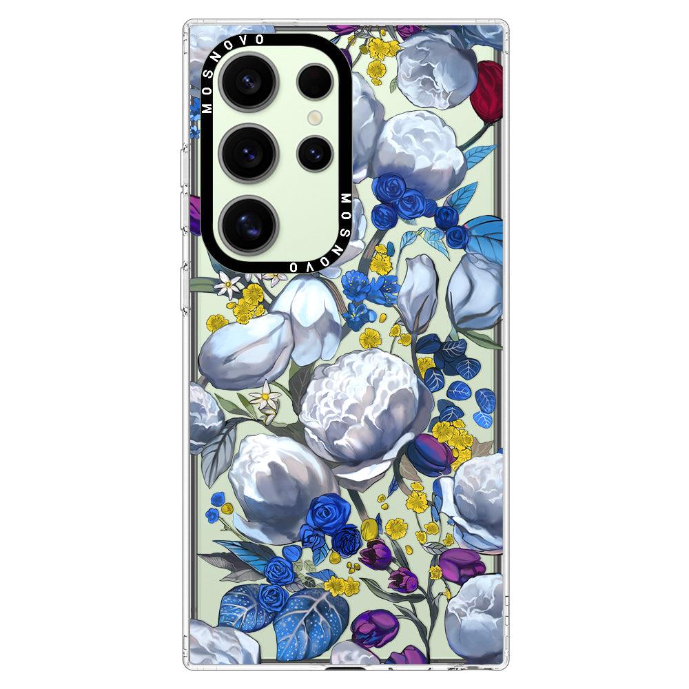 Purple Blue Floral Phone Case - Samsung Galaxy S24 Ultra Case - MOSNOVO