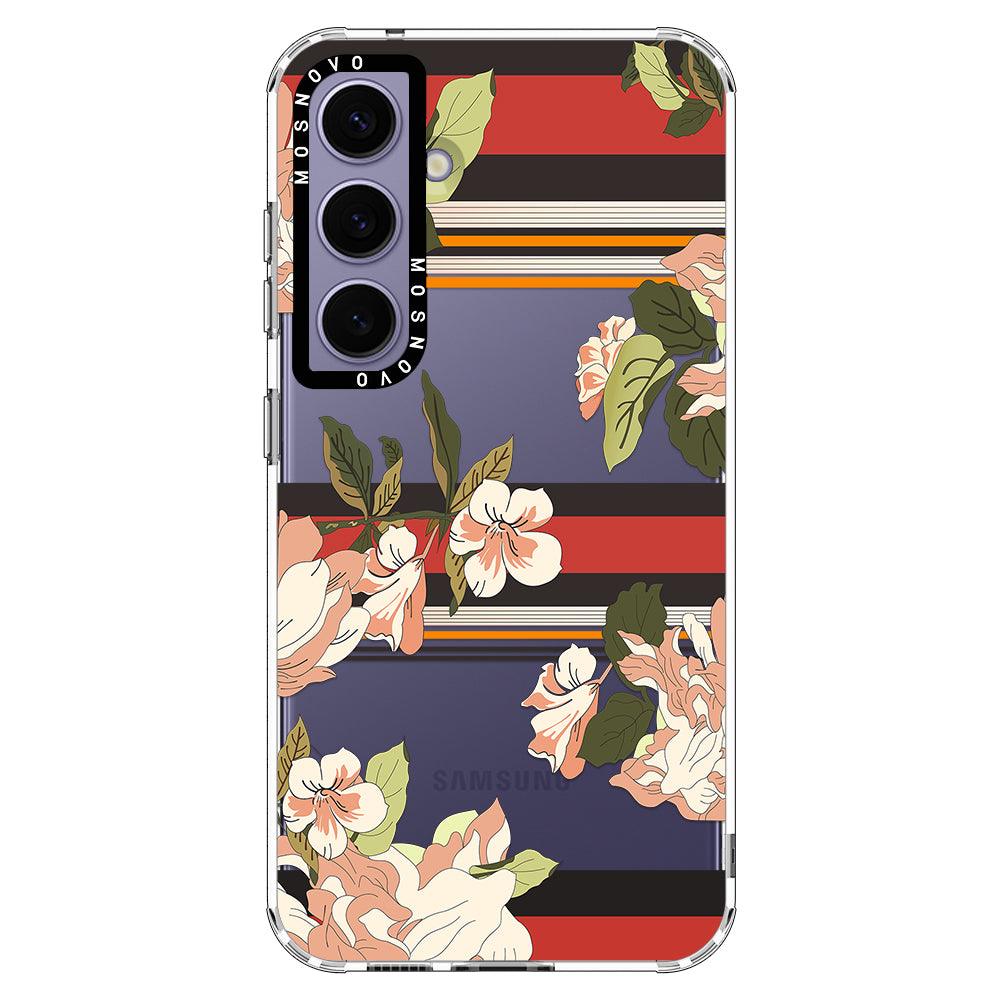 Classic Stripes Floral Phone Case - Samsung Galaxy S24 Case - MOSNOVO