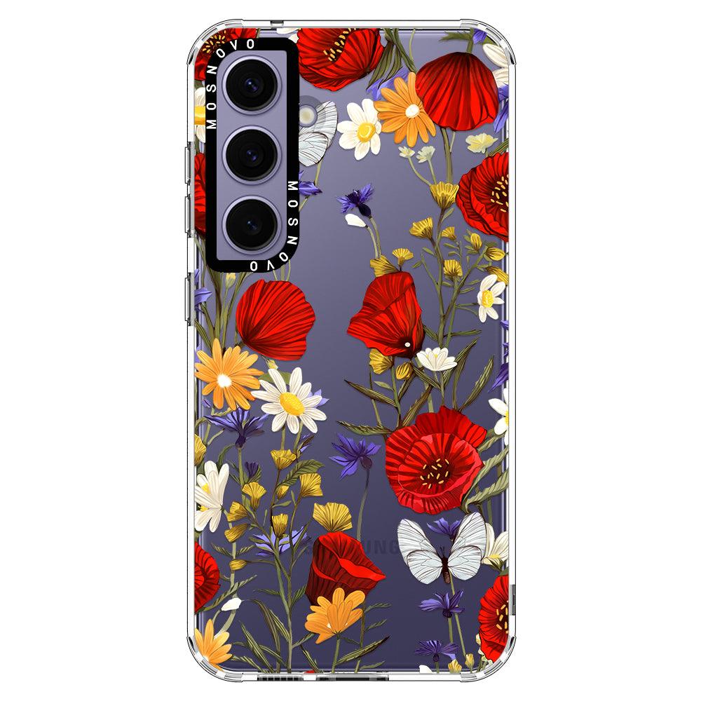 Poppy Floral Phone Case - Samsung Galaxy S24 Case - MOSNOVO