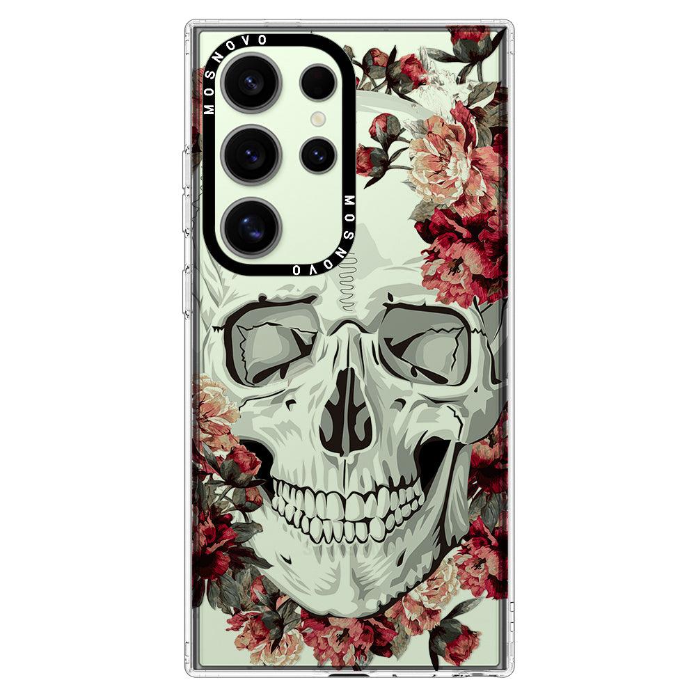 Red Flower Skull Phone Case - Samsung Galaxy S24 Ultra Case - MOSNOVO