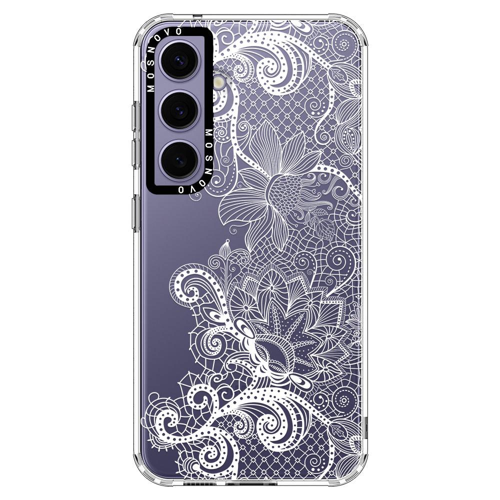 Lace White Flower Phone Case - Samsung Galaxy S24 Plus Case - MOSNOVO