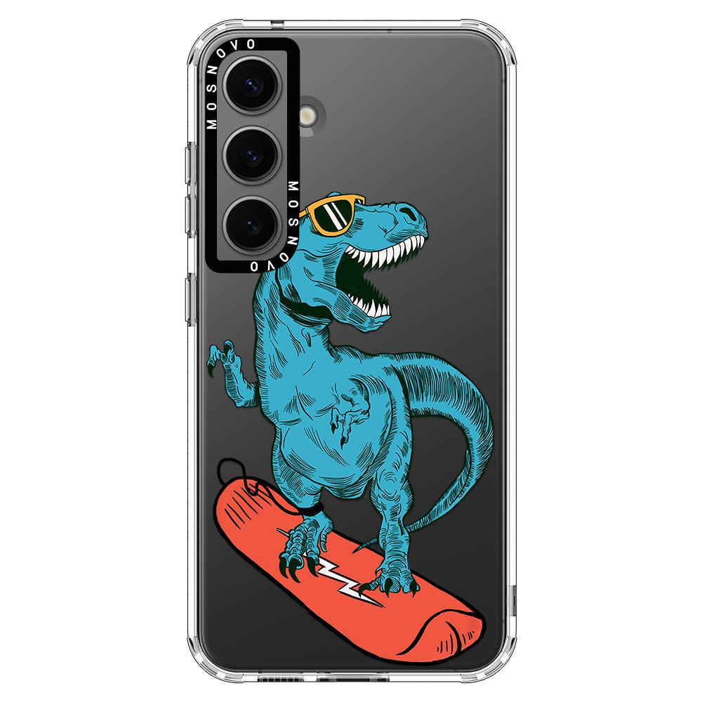 Surfing Dinosaur Phone Case - Samsung Galaxy S24 Plus Case - MOSNOVO