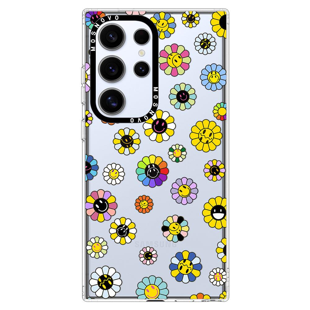 Flower Smiley Face Phone Case - Samsung Galaxy S24 Ultra Case - MOSNOVO