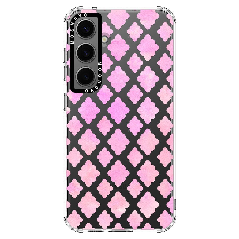 Pink Flower Diamond Phone Case - Samsung Galaxy S24 Plus Case - MOSNOVO