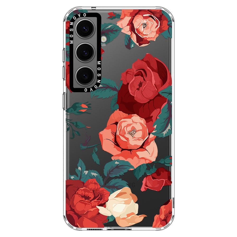 Vintage Red Rose Phone Case - Samsung Galaxy S24 Plus Case - MOSNOVO