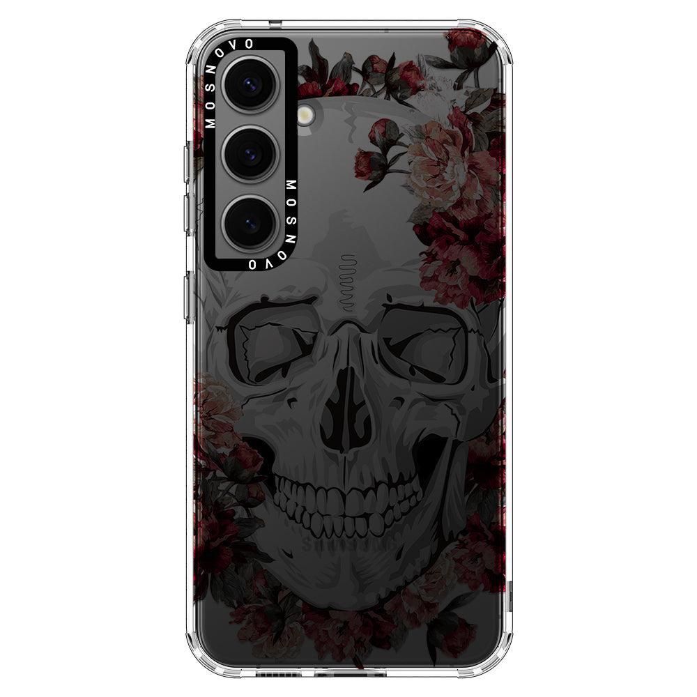 Red Flower Skull Phone Case - Samsung Galaxy S24 Case - MOSNOVO